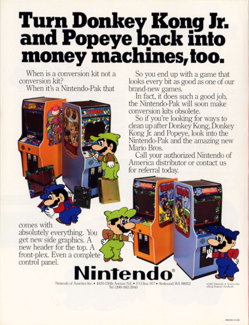 Mario Bros. (US, Revision F) Arcade Game Cover